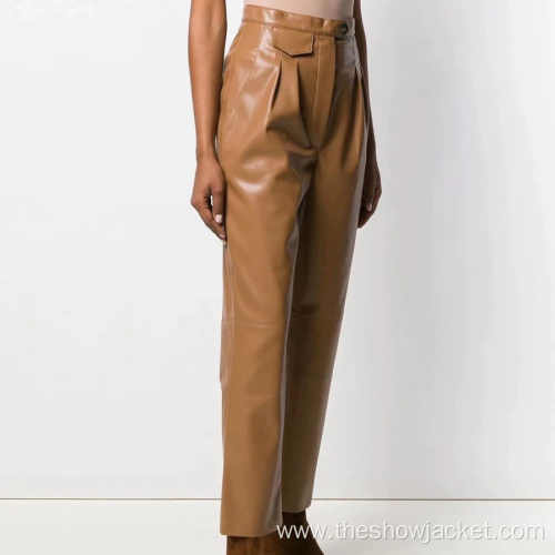 2021 New Arrivals Solid Leather Long Women's Pants